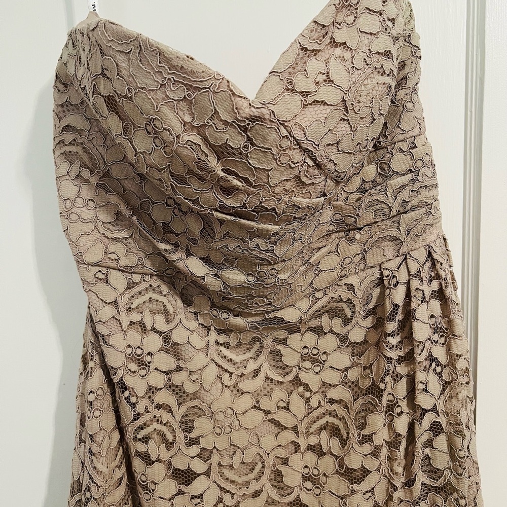 David's Bridal Lace Midi Dress in Taupe size 10